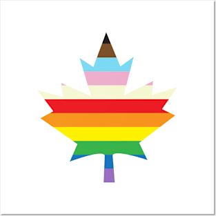 Pride Canadian Maple Leaf with Inclusive pride flag Posters and Art